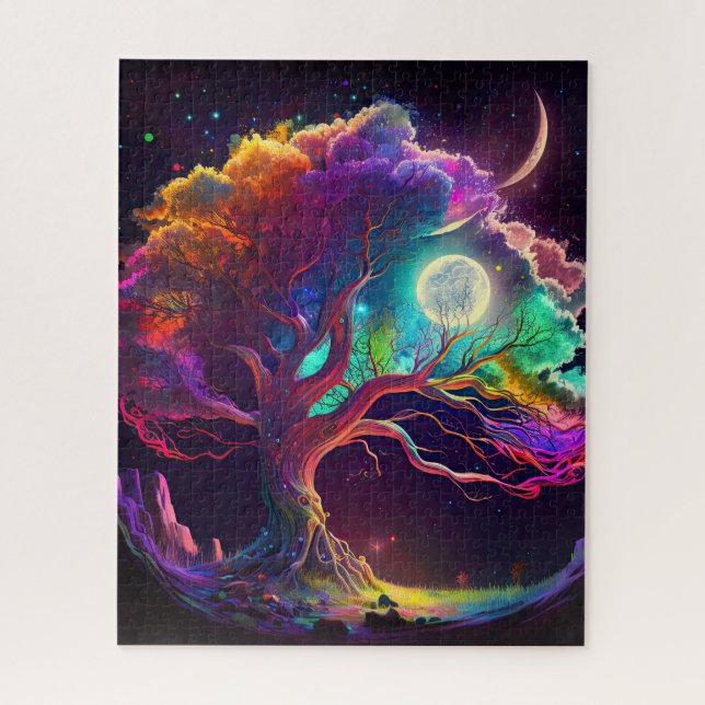 Colourful Tree of Life Moon Galaxy Fantasy Jigsaw Puzzle (Vertical)