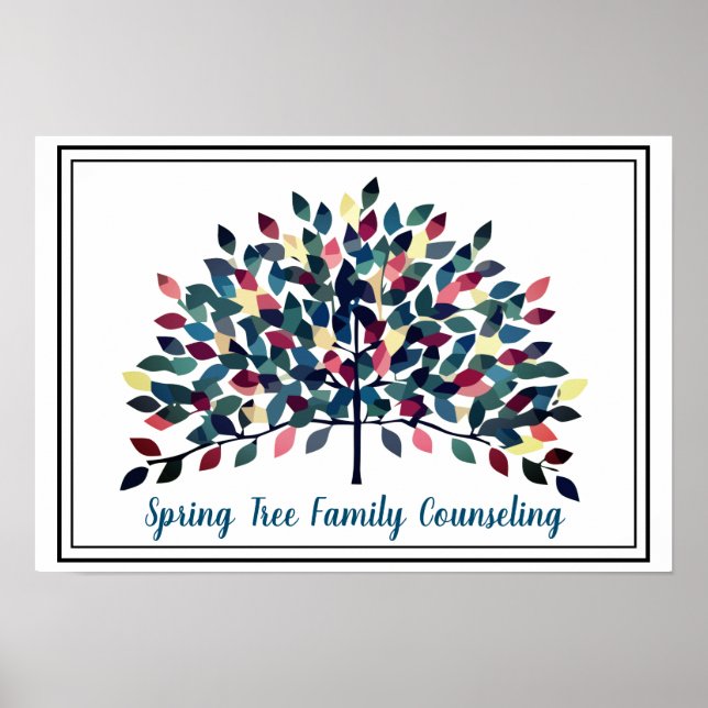Colourful Tree of Life Print With Customisable Tex (Front)