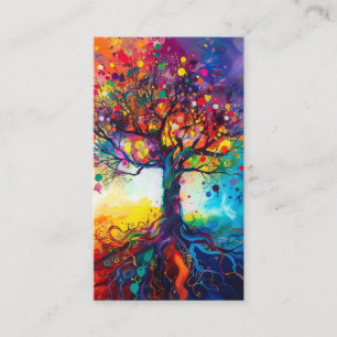 Colourful Tree of Life Rainbow Serenity Nature Art Business Card