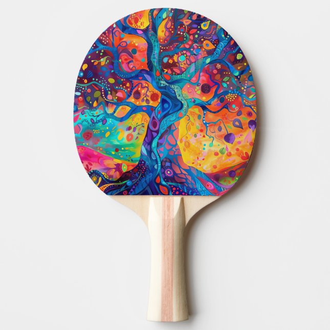 Colourful Tree of Life Rainbow Serenity Nature Art Ping Pong Paddle (Front)