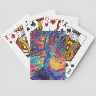Colourful Tree of Life Rainbow Serenity Nature Art Playing Cards