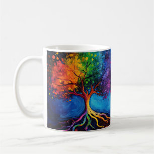 Colourful Tree of Life Roots Knowledge Wisdom Peac Coffee Mug