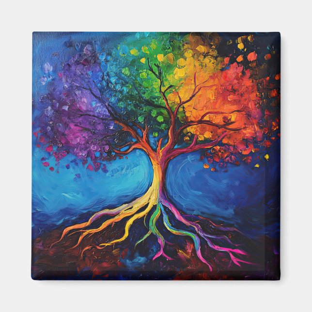 Colourful Tree of Life Roots Knowledge Wisdom Peac Magnet (Front)