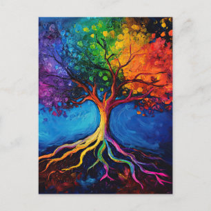 Colourful Tree of Life Roots Knowledge Wisdom Peac Postcard