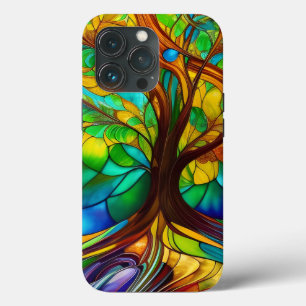 Colourful Tree of Life Stained Glass Look iPhone 13 Pro Case