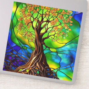 Colourful Tree of Life Stained Glass Look II