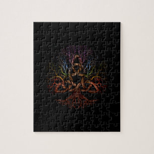 Colourful Tree of life with Triquetra Jigsaw Puzzle