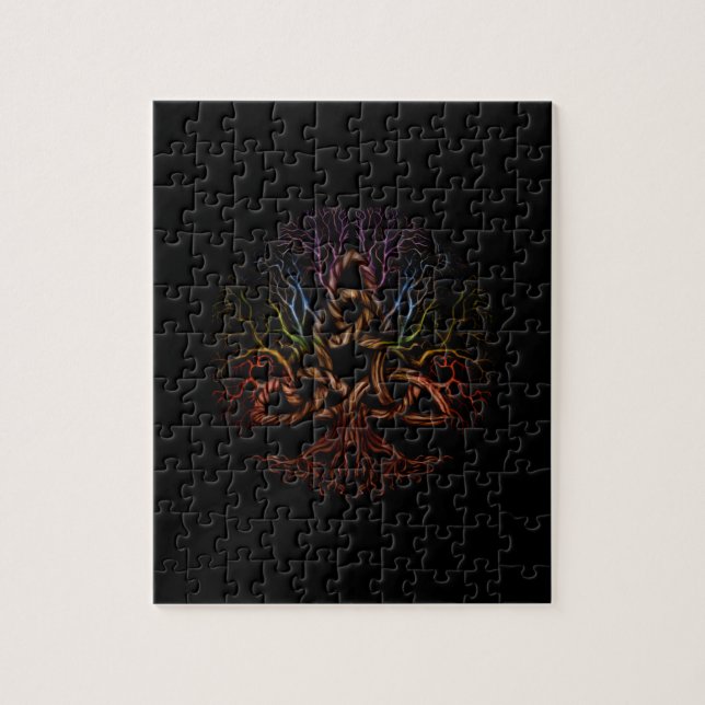 Colourful Tree of life with Triquetra Jigsaw Puzzle (Vertical)