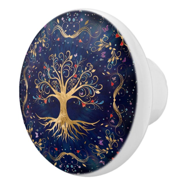 Colourful Tree of Life - Yggdrasil Ceramic Knob (Right)