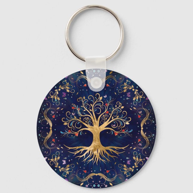 Colourful Tree of Life - Yggdrasil Key Ring (Front)