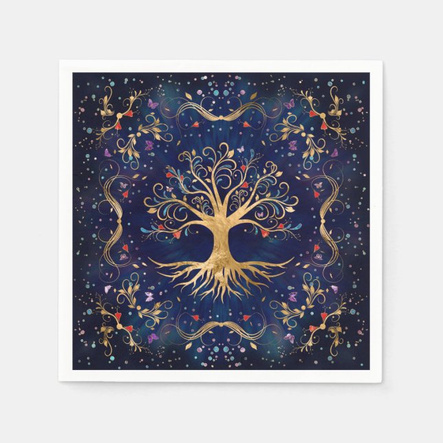 Colourful Tree of Life - Yggdrasil Napkin (Front)