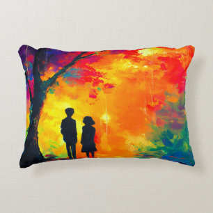 Colourful Tree of Love Decorative Cushion