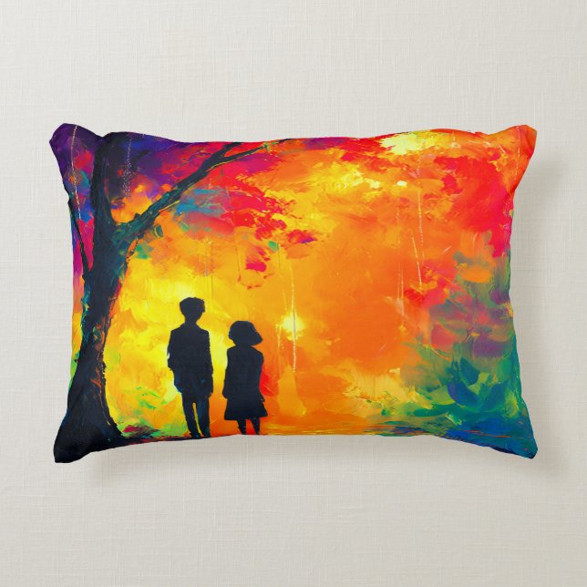 Colourful Tree of Love Decorative Cushion (Front)