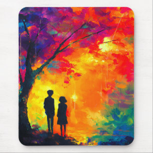 Colourful Tree of Love Mouse Mat