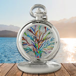 Colourful Tree Pocket Watch<br><div class="desc">This unique pocket watch is decorated with a colourful mosaic tree design.
Original Mosaic © Michele Davies.</div>