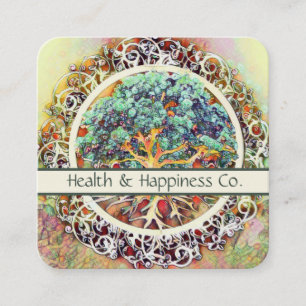 Colourful Tree Square Business Card