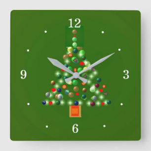 Colourful Tree with Baubles> Christmas Clocks