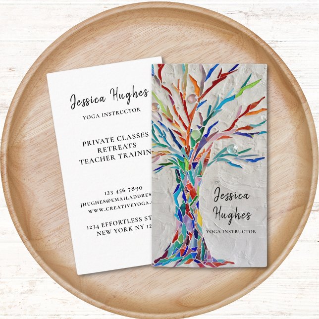 Colourful Tree Yoga Instructor Business Card (Creator Uploaded)