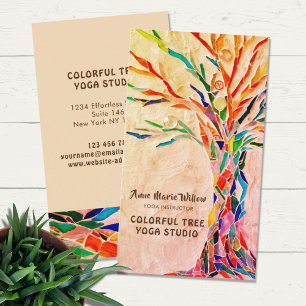 Colourful Tree Yoga Studio Beige Coral Business Card