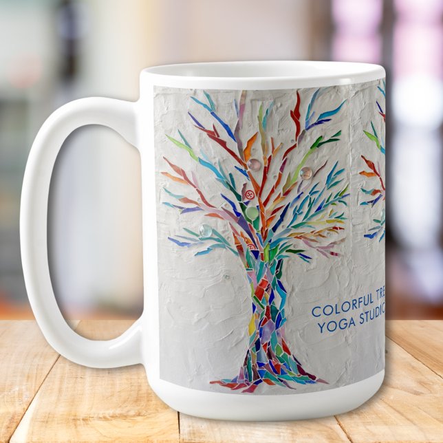Colourful Tree Yoga Studio Mosaic Tree Customise Coffee Mug (Creator Uploaded)