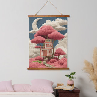 Colourful Treehouse Design Hanging Tapestry