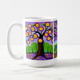 Colourful Trees Folk Art Whimsical AI Art Coffee Mug