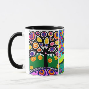 Colourful Trees Folk Art Whimsical AI Art Mug