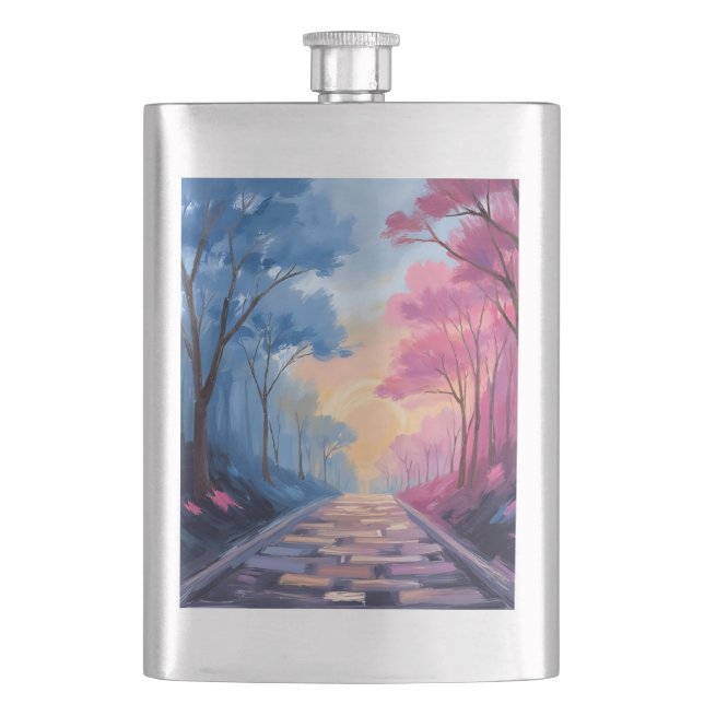 Colourful Trees Hip Flask (Front)