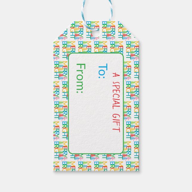 Colourful Trees Holiday Gift Tag (Front)