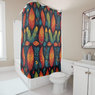 Colourful Trees - Leaf Pattern Shower Curtain Set