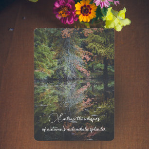 Colourful trees reflecting upon the calm water holiday card