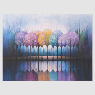 Colourful Trees Tranquil Water Reflection Decoupag Tissue Paper