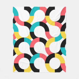 Colourful, trendy, cheerful, fun modern geometric fleece blanket