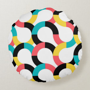 Colourful, trendy, cheerful, fun modern geometric round cushion