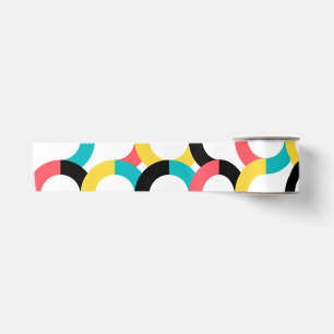 Colourful, trendy, cheerful, fun modern geometric satin ribbon