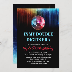 Colourful Trendy In My Double Digits Era Birthday Invitation