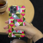 Colourful Trendy Modern Girly Pattern Custom Name Case-Mate iPhone 14 Pro Max Case<br><div class="desc">Colourful Trendy Modern Girly Pattern Personalised Name Smartphone iPhone Case features a colourful geometric pattern in shades of pink,  green and blue with your personalised name in modern elegant script typography. Perfect for birthday,  Christmas,  Mother's Day,  sister,  best friend and more. Designed by © Evco Studio www.zazzle.com/store/evcostudio</div>