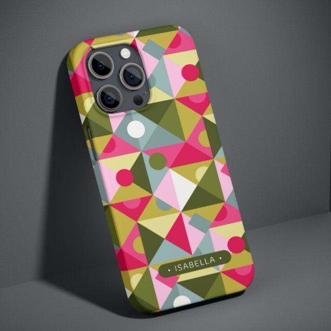 Colourful Trendy Modern Girly Pattern Custom Name Case-Mate iPhone Case (Creator Uploaded)