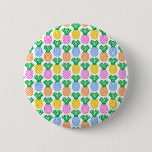 Colourful Trendy Pineapple Pattern 6 Cm Round Badge