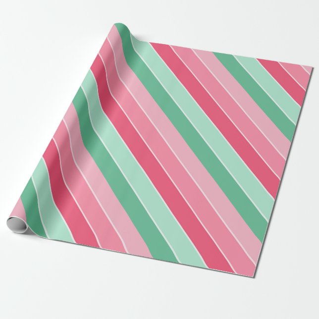 Colourful Trendy Pink Red Green Modern Elegant Wrapping Paper (Unrolled)