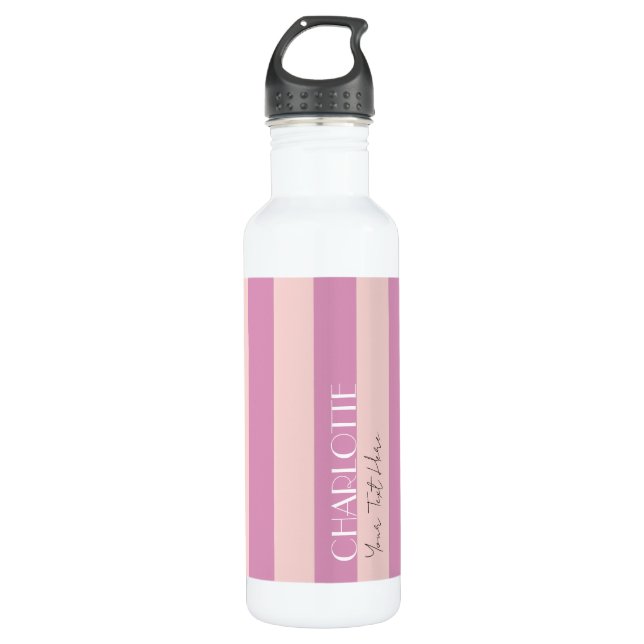 Colourful Trendy Retro lavender purple Stripes  710 Ml Water Bottle (Front)