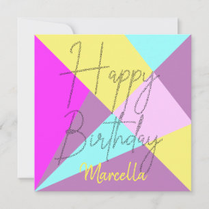 Colourful Trendy Stylish Chic Happy Birthday Scrip Card
