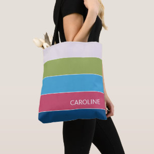 Colourful Trendy Summer Stripes Art Pattern Tote Bag