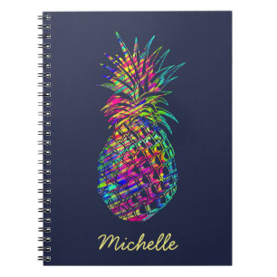 Colourful Trendy Tropical Pineapple Art Notebook