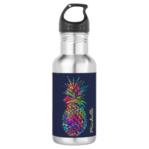 Colourful Trendy Tropical Pineapple Personalised 532 Ml Water Bottle