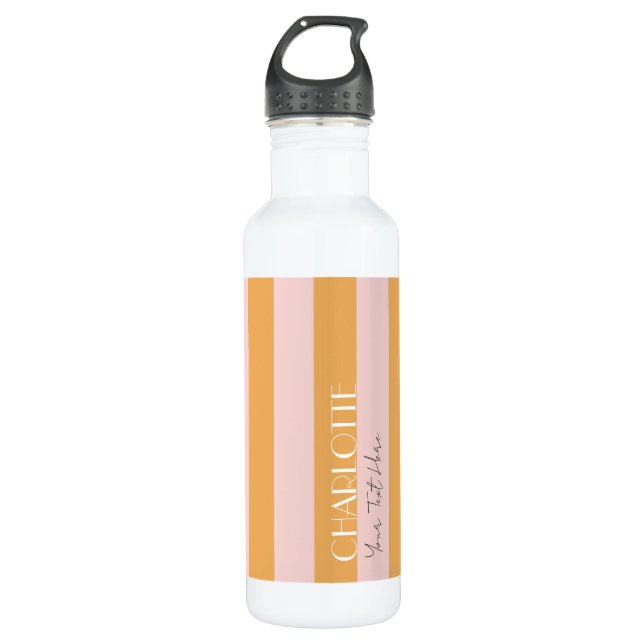 Colourful Trendy yellow Retro Colour Block Stripes 710 Ml Water Bottle (Front)