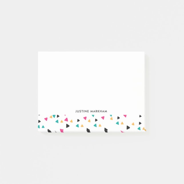 Colourful Triangle Confetti Personalised Post-it Notes (Front)