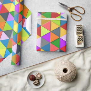 Colourful triangle galore geometric pattern wrapping paper