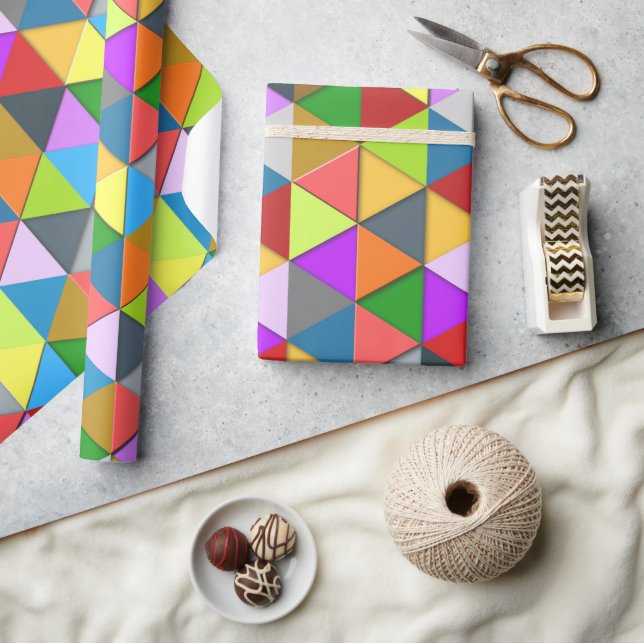 Colourful triangle galore geometric pattern wrapping paper (Crafts)
