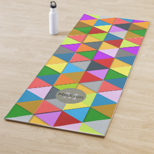 Colourful triangle galore geometry pattern Monogra Yoga Mat